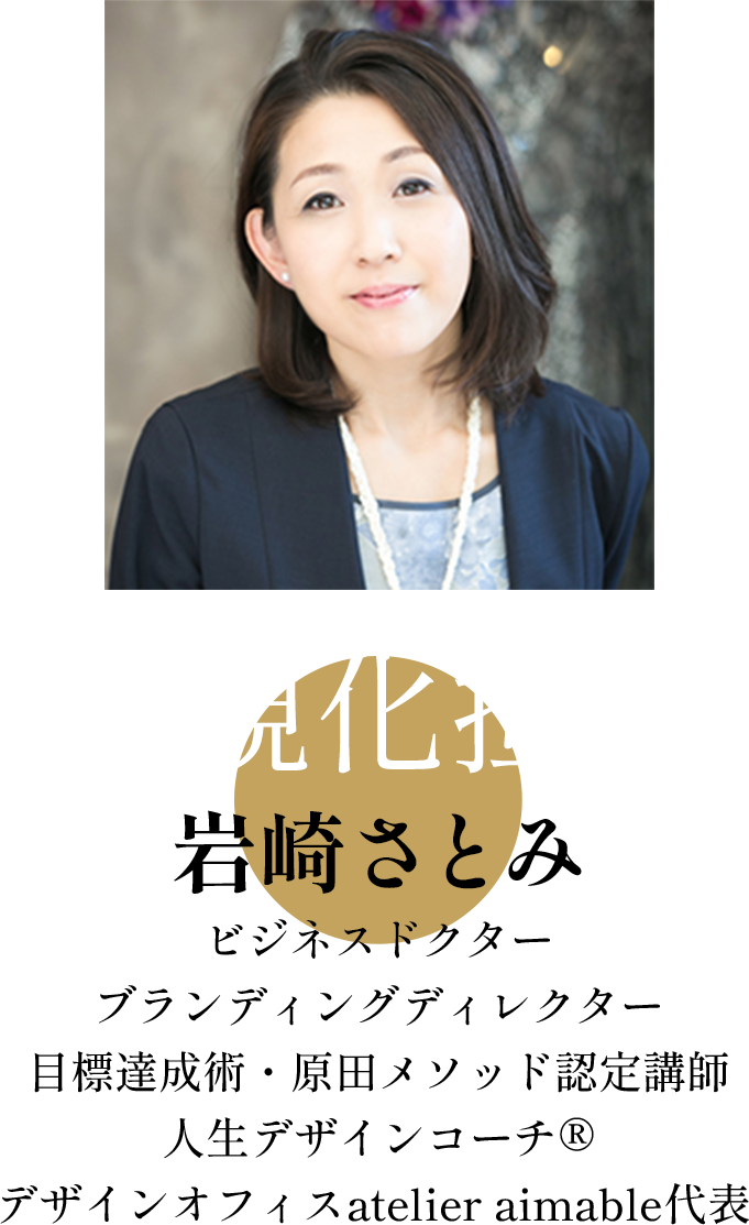 可視化担当 岩崎さとみ ディレクター プロダクトデザイナー グラフィックデザイナー 原田メソッド認定パートナー講師 デザインオフィス atelier aimable代表